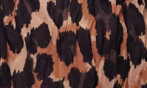 Topshop Sheer Crinkle Leopard Print Tank Top In Brown In Brown