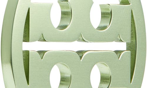 Tory Burch Miller Hoop Earrings In Tory Silver/mint Green