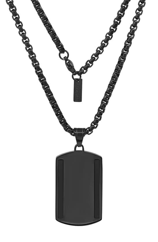Hmy Jewelry Black Ip Stainless Steel Onyx Dog Tag Necklace