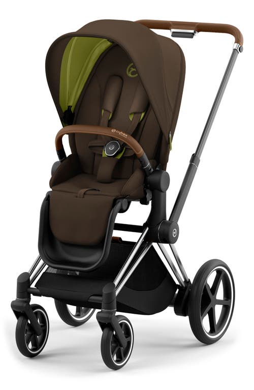 CYBEX e-PRIAM 2 Electronic Smart Stroller with Chrome/Brown Frame in Khaki Green at Nordstrom