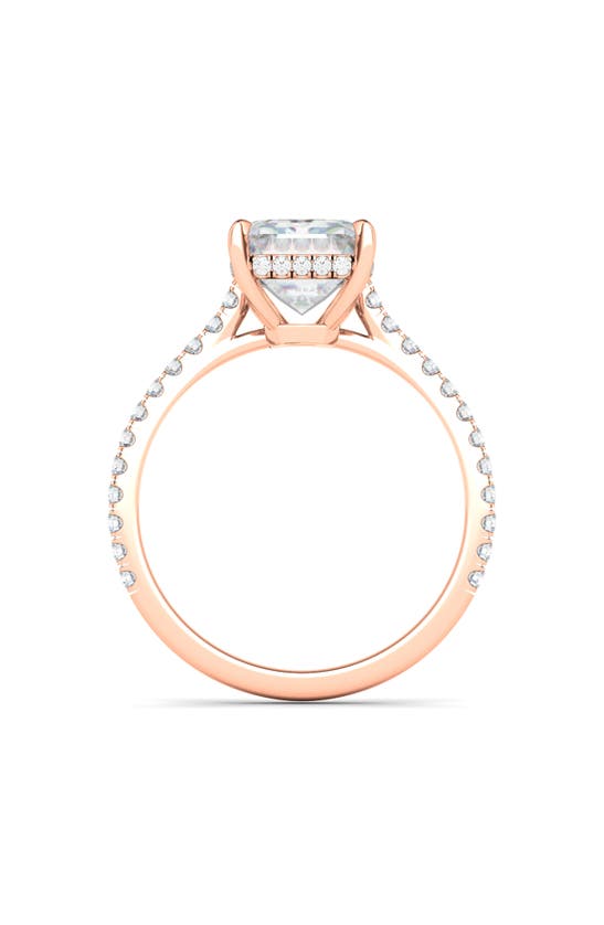 Hautecarat Emerald Cut & Pavé Lab Created Diamond 18k Gold Ring In 18k Rose Gold