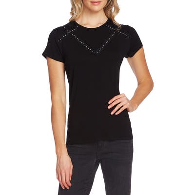 Vince Camuto Studded Grosgrain Yoke Short Sleeve Tee