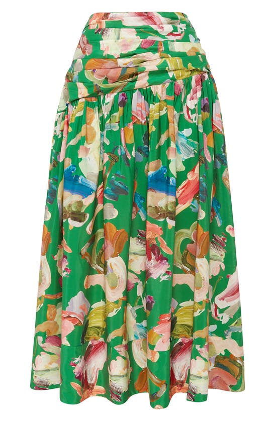 Alemais Arlo Floral-print Silk Crepe De Chine Midi Skirt In Green ...