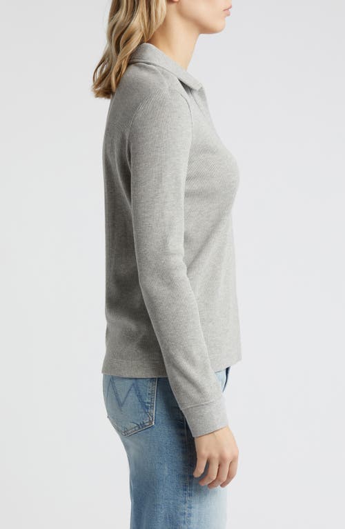 Shop Caslonr Caslon(r) Long Sleeve Thermal Polo In Grey Heather