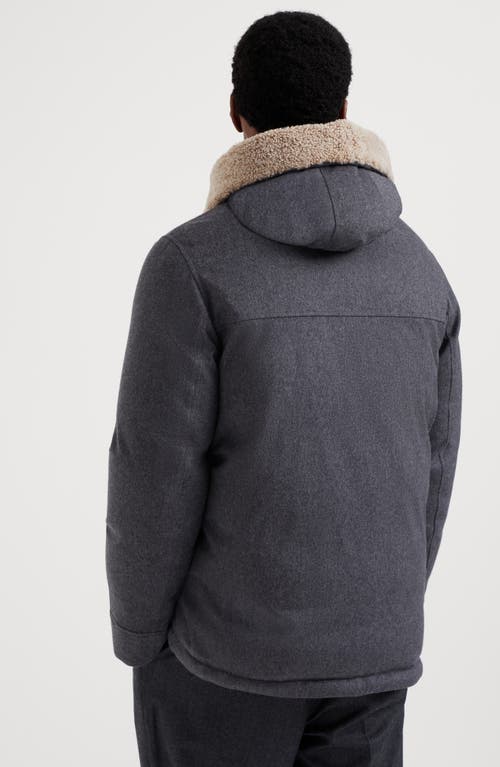 Shop Brunello Cucinelli Bonded Wool Down Parka In Grey