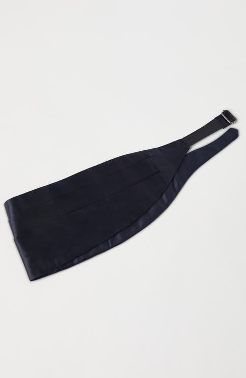 Shop Brunello Cucinelli Cotton And Silk Satin Cummerbund In Navy Blue