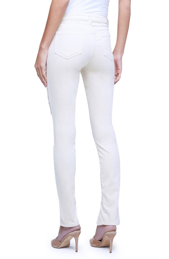 Shop L Agence Jyothi High Waist Split Ankle Skinny Jeans In Champagne