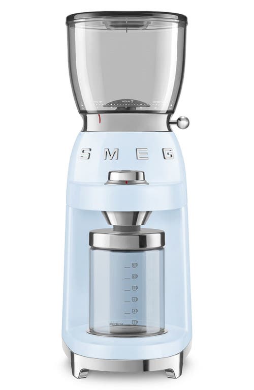 Shop Smeg '50s Retro Style Coffee Grinder In Pastel Blue