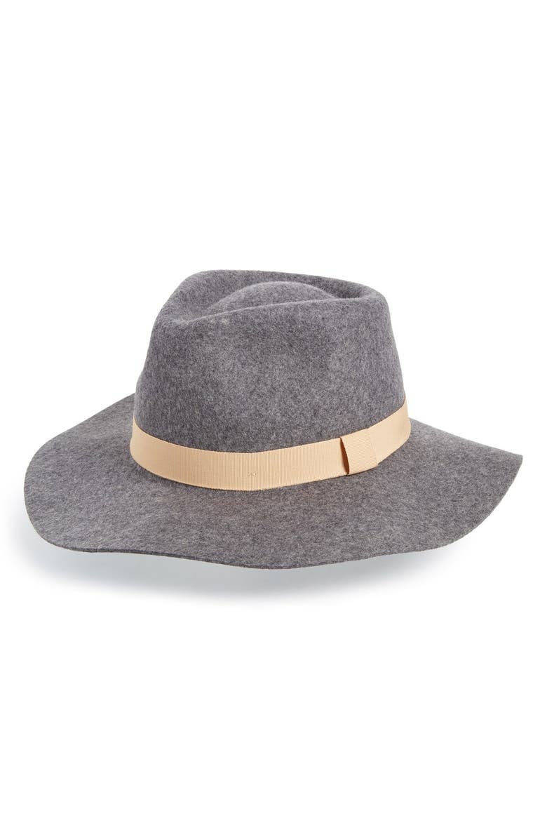 SOLE SOCIETY Wide Brim Fedora, Main, color, HEATHERED GREY