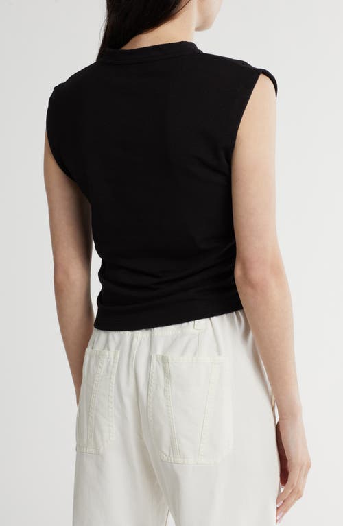 Shop Renee C Ruched Side Muscle Tee In Black