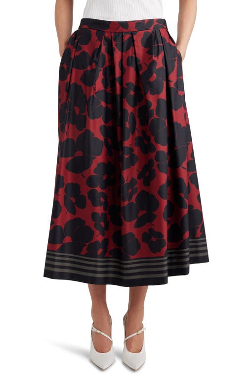 Floral Print Midi Skirt in Red 352