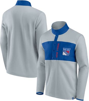Men's New York Rangers Fanatics Branded Blue Iconic Clutch Quarter-Zip  Jacket