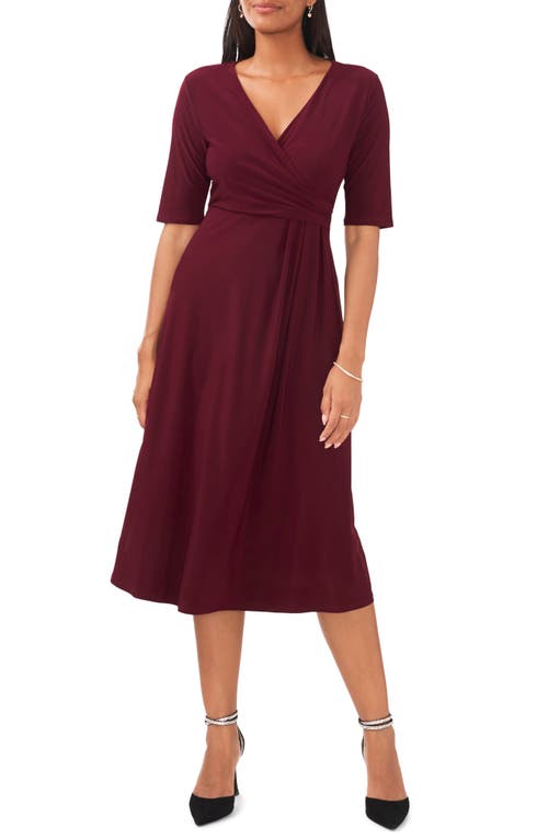 Chaus Faux Wrap Midi Dress in Autumn Garnet at Nordstrom, Size Small