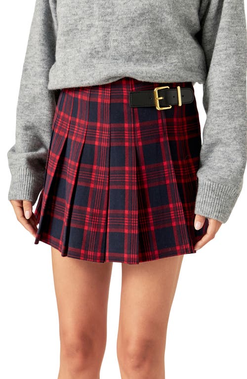 English Factory Plaid Pleated Miniskort In Red Multi