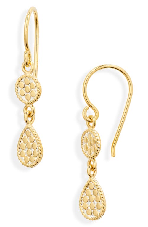 Anna Beck Textured Dot Double Drop Earrings in Gold