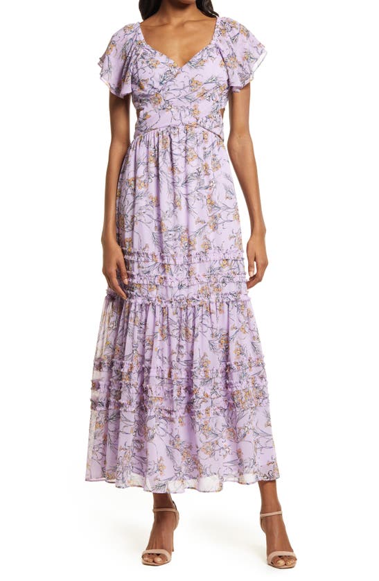 Chelsea28 Cross Front Chiffon Maxi Dress In Purple Bloom Floral Fields ModeSens GB