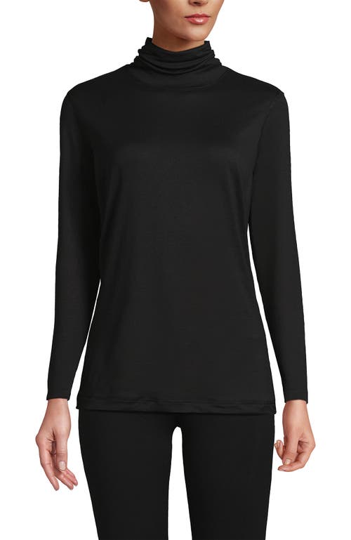 Lands' End Baselayer Cozy Thermaskin Turtleneck Top In Black