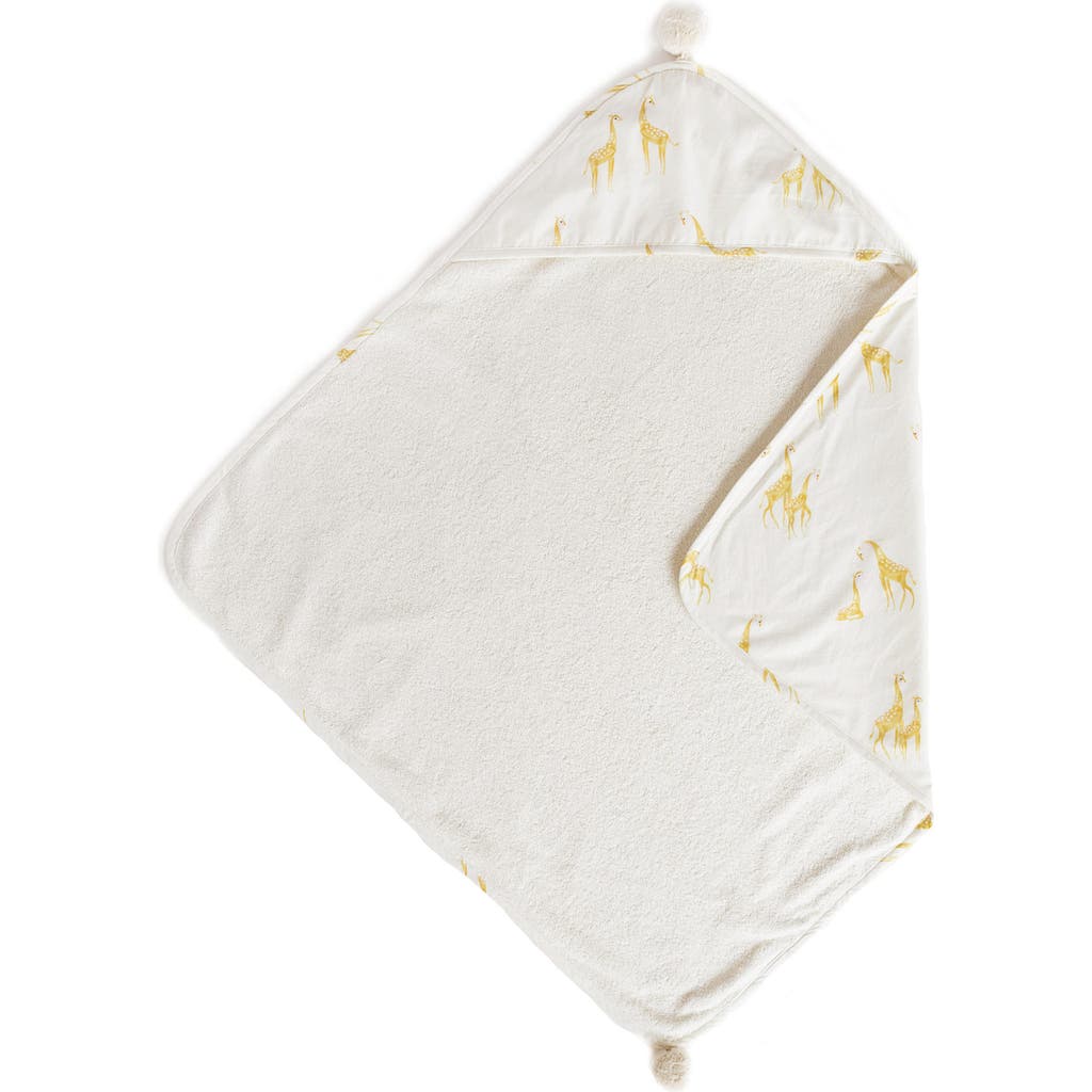 Pehr Follow Me Giraffe Organic Cotton Hooded Towel In Yellow