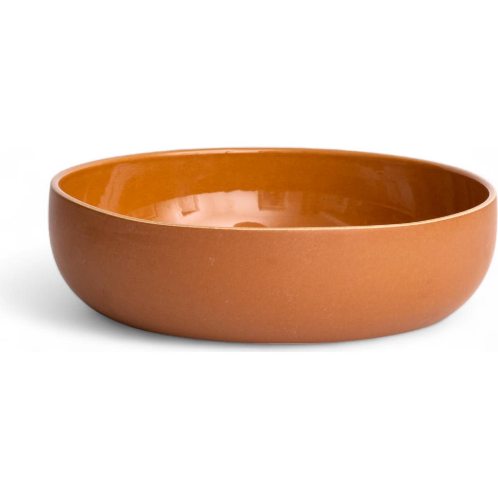 Gharyan Stoneware Shallow Stoneware Serving Bowl In Terracotta