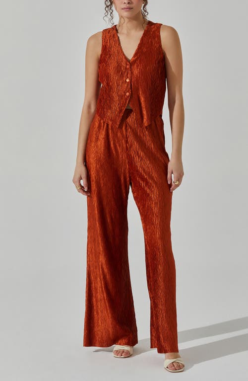 Shop Astr The Label Plissé Wide Leg Pants In Rust