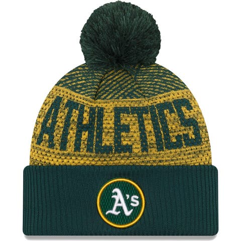 Oakland Athletics Fanatics Branded Stripe Cuffed Knit Hat with Pom