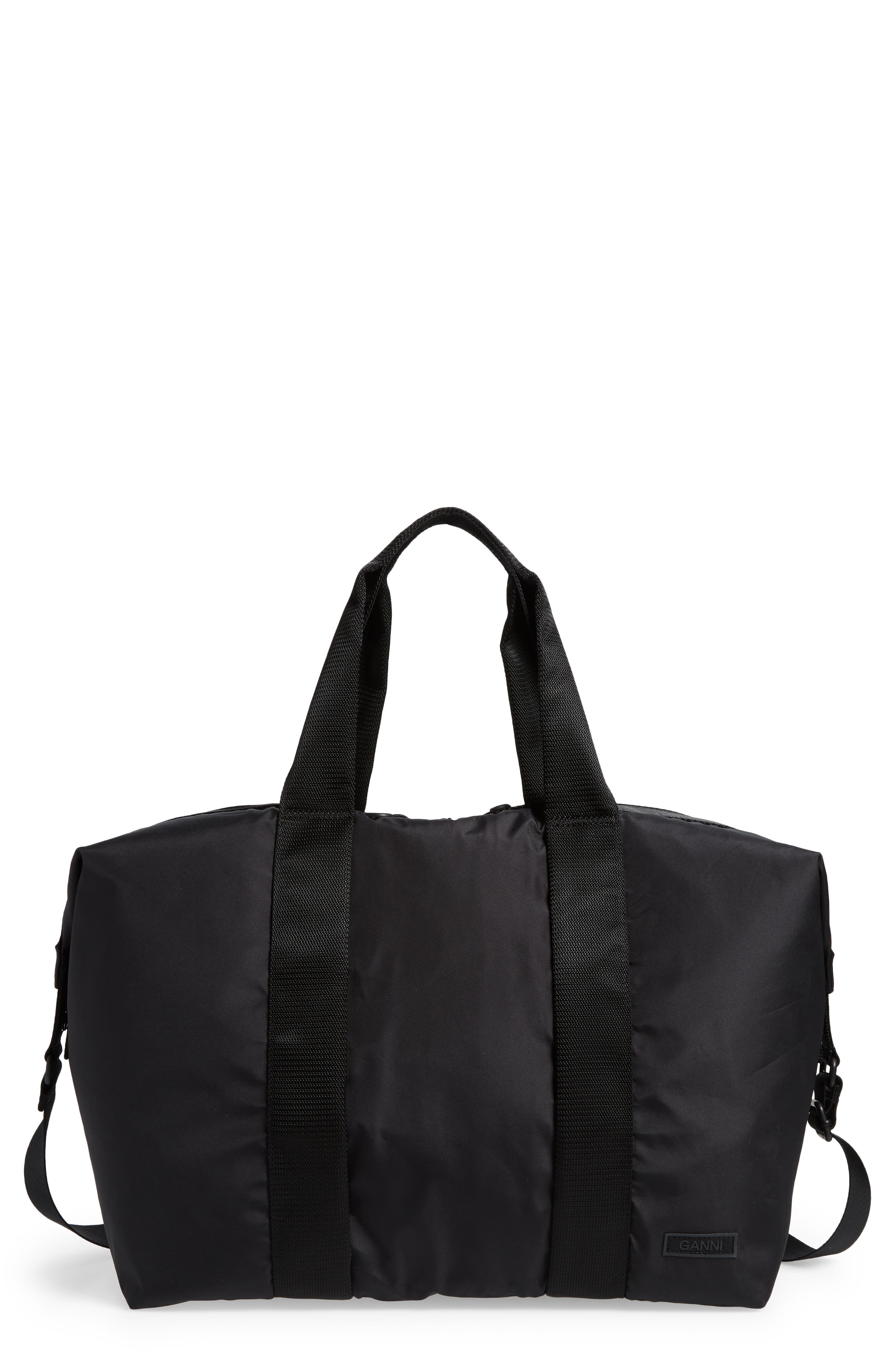 Ganni Recycled Tech Weekend Duffle Bag in Black at Nordstrom