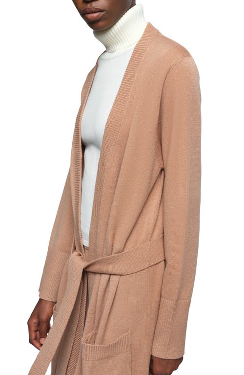 Shop Apparis Alessi Longline Belted Cardigan In Beige