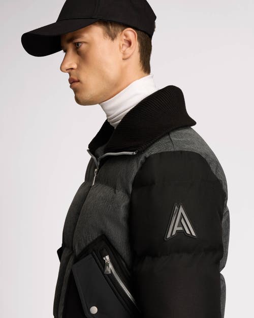 Alpenhaus Sebonack Quilted Denim-look Bomber Jacket With Fold-over Ribbed Collar In Black