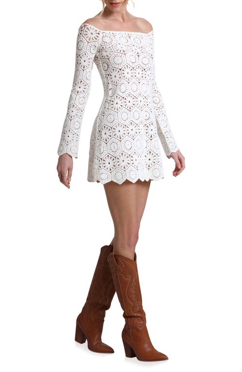 Shop Avec Les Filles Off The Shoulder Long Sleeve Lace Minidress In White