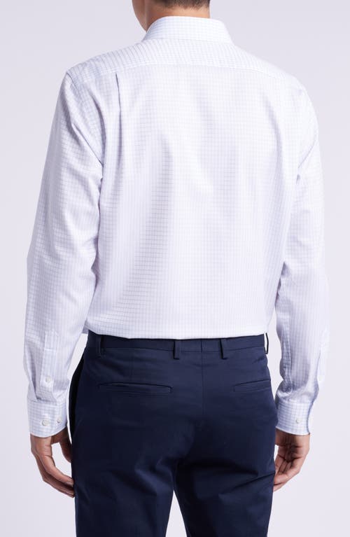 Nordstrom Trim Fit Grid Dress Shirt In White- Grey Twill Grid