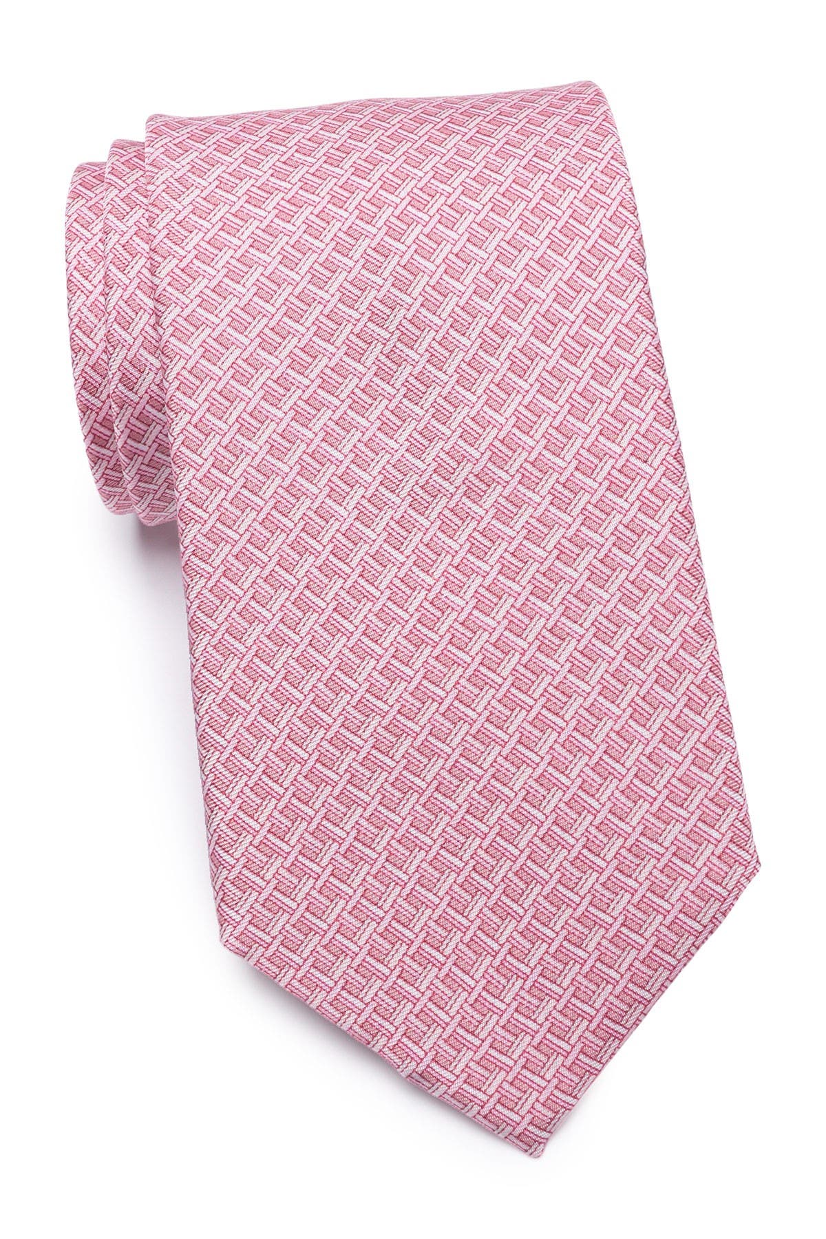 Pink Interconnected Weave Print Tie 