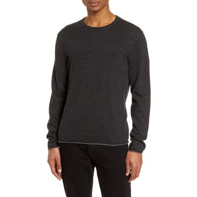 Rag & Bone Trent Slim Fit Tipped Linen & Wool Blend Sweater, Black