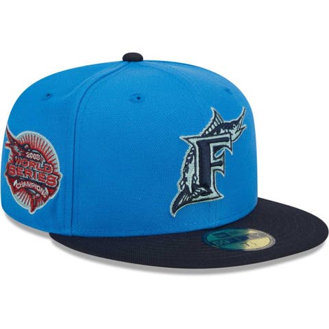 Brooklyn Dodgers New Era 1955 World Series Champions Cooperstown Collection  Pink Undervisor 59FIFTY Fitted Hat - Light Blue
