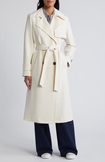 Double breasted belted trench coat best sale