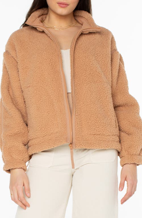 Roxy Wurlie Faux Shearling Zip Jacket In Camel