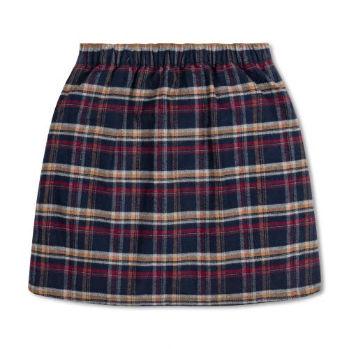 Shop Hope & Henry Girls' Flannel Ruffle Skirt, Toddler In Navy Autumn Plaid