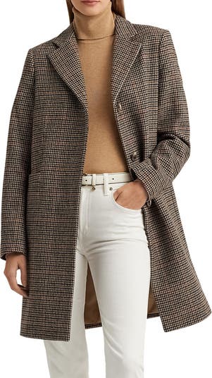 Lauren Ralph Lauren Houndstooth Check Wool Blend Coat in Box Houndstooth at Nordstrom, Size 12