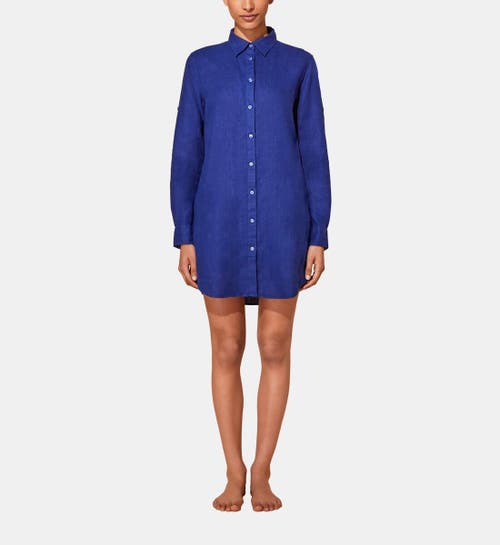 Shop Vilebrequin Solid Linen Shirt Dress In Encre