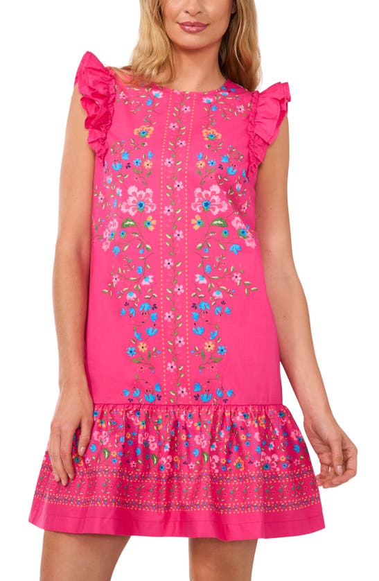 Shop Cece Sleeveless Ruffle Dress In Beetroot Pink
