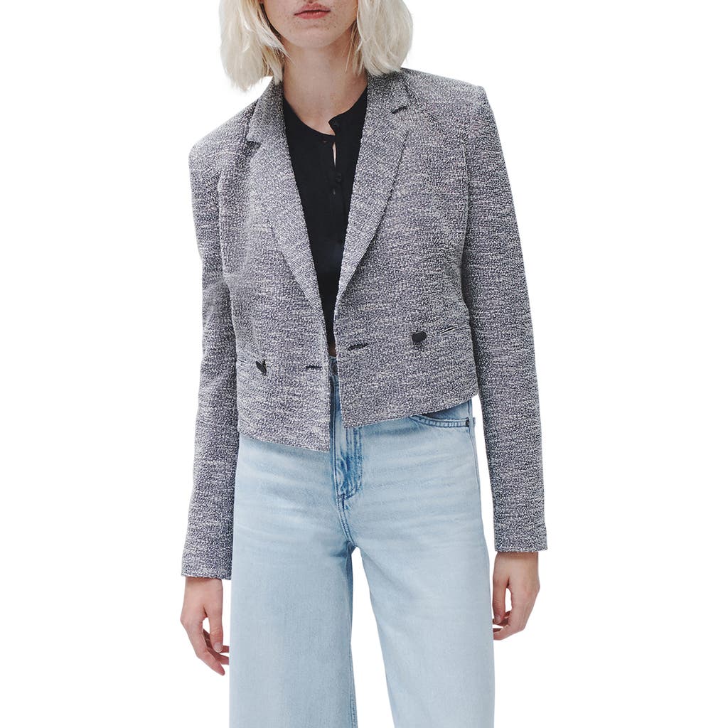 Rag & Bone Josie Cropped Italian Tweed Blazer In Nvywhiteml