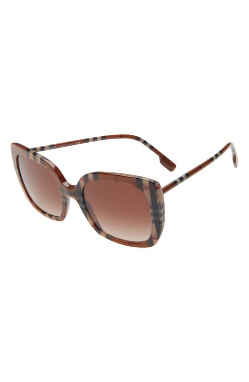 Shop Burberry 54mm Gradient Square Sunglasses In Check Brown/gradient Brown