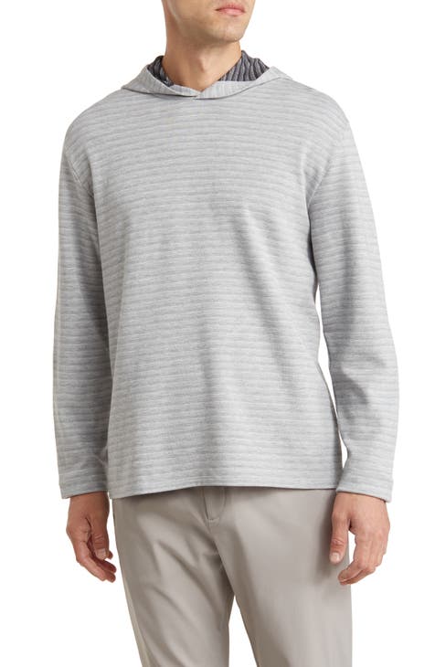 G.H. Bass & Co. Mens Feeder Stripe Henley Shirt, Grey, Small