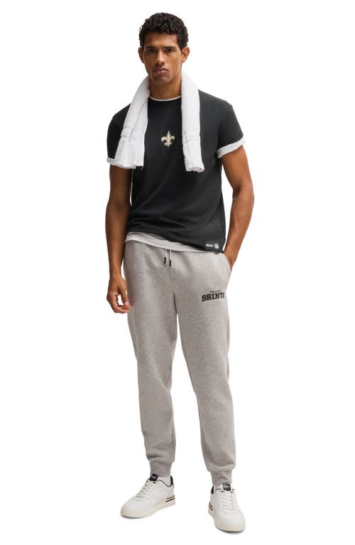 Shop Hugo Boss Boss X Nfl Stretch Cotton Graphic T-shirt In New Orleans Saints - Black