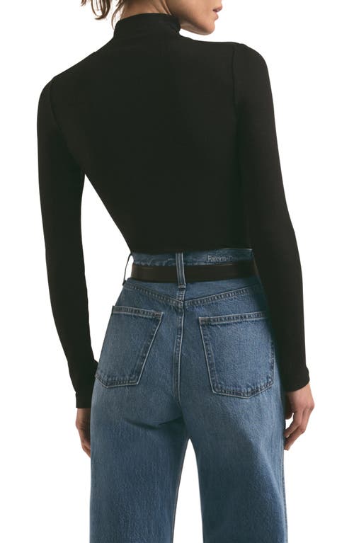 Favorite Daughter Long Sleeve Mock Neck Rib Top In Black