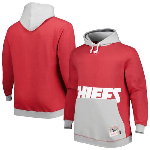 Men's Mitchell & Ness Red/Gray Kansas City Chiefs Big & Tall Big Face Pullover Hoodie