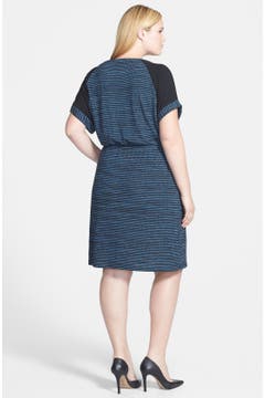 Caslon® Short Sleeve Stripe Dress (Plus Size) | Nordstrom