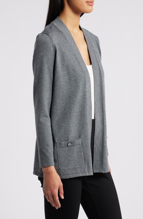 Shop Anne Klein Malibu Open Front Cardigan In Graphite Heather Grey