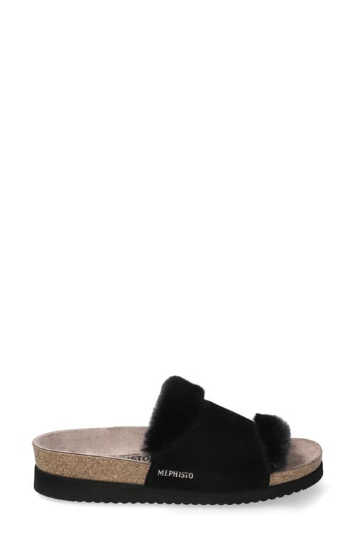 Mephisto Hemeline Faux Fur Slide Sandal In Black