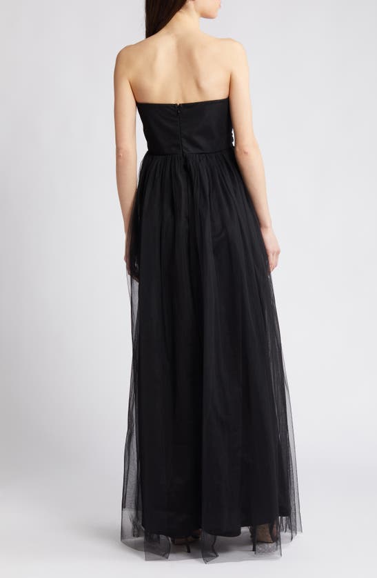 Shop Chelsea28 Strapless Tulle Gown In Black