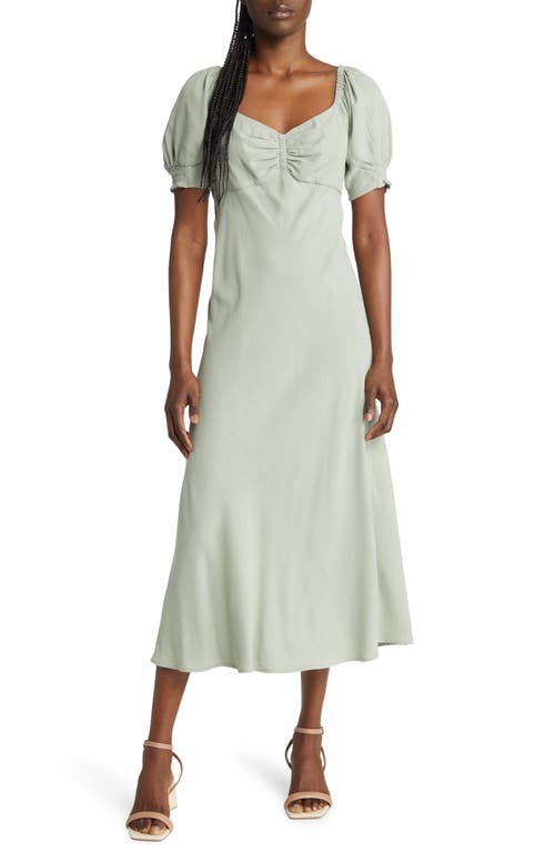 Madewell Sweetheart Puff-Sleeve Midi Dress in Frosted Sage